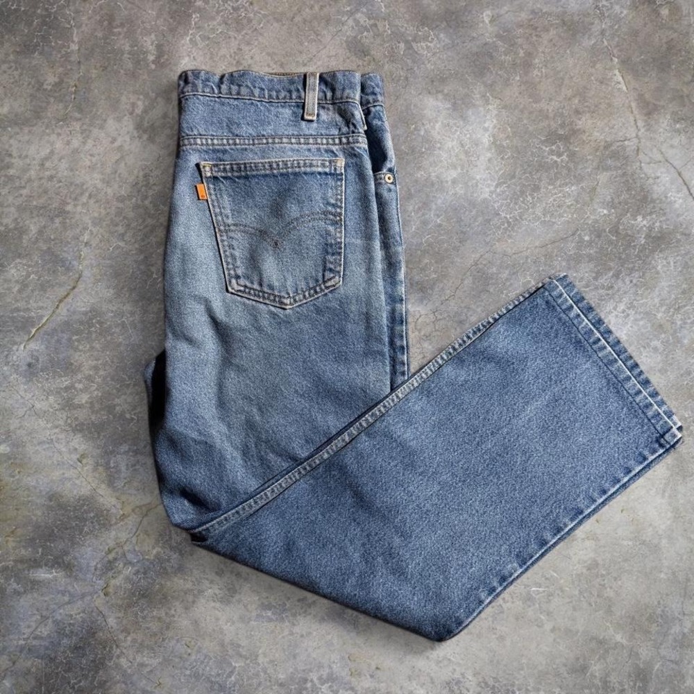 Vintage 80s Made in USA Levi's Orange Tab Light Wash Jeans 35x30 USA Denim